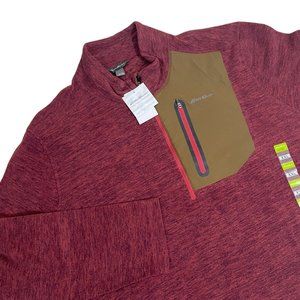 Eddie Bauer NEW Men's Cloud Fleece 1/4 -Zip Sweater Pullover Size XXL Red/Brown